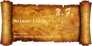 Neiman Fülöp névjegykártya